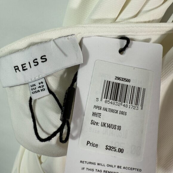 Reiss Piper Halter Neck Wrap Midi Hollow Back Midi Dress White EU 42/ US 10 - Picture 9 of 11
